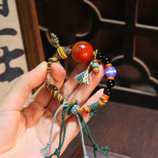 战国红回纹玛瑙天珠手绳单圈手串饰品礼物送女友闺蜜生日礼物