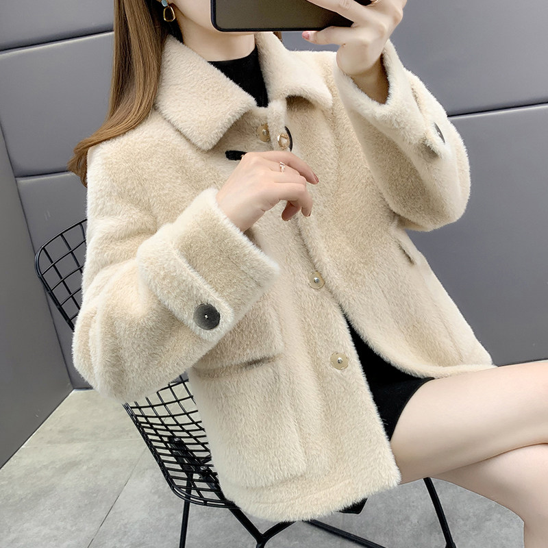 早春女士金貂绒羊羔毛外套女春秋2022年皮毛一体短款上衣女装外套