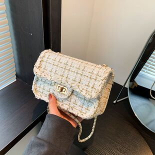 包包轻奢香风时尚小众呢子链条2026新款斜挎包新款小包包女单肩包