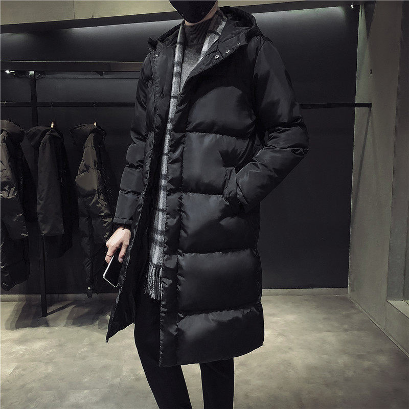 青年休闲大棉袄冬季特厚棉大衣潮男修身加长版棉服中长款羽绒衣服