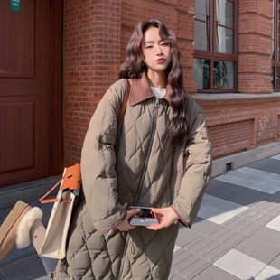 P460 羽绒服90白鸭绒7859 K689 首发2025韩系两面穿菱格长款 新款