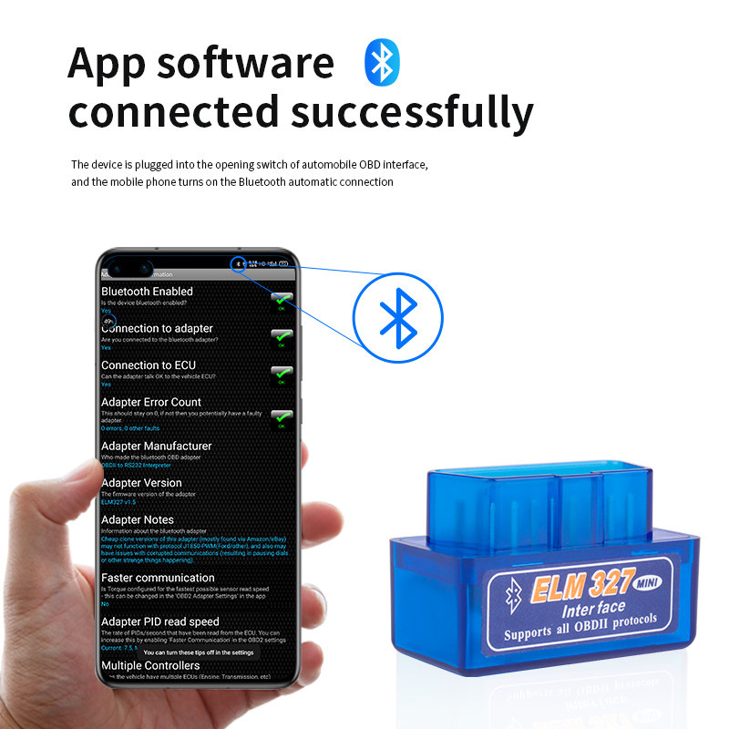 휴대 전화 미니 자동차 블루투스 ELM327 OBD 자동차 감지기 결함 진단 연료 소비 감지 운전 컴퓨터