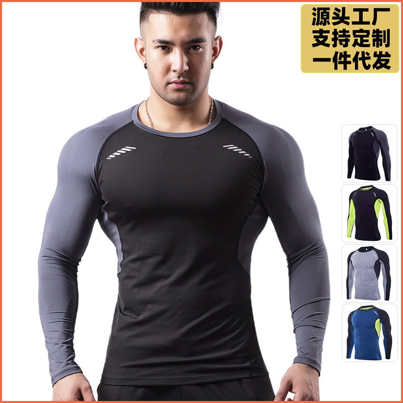 2026健身服男款高弹透气速干T恤暴汗篮球跑步运动紧身衣同款