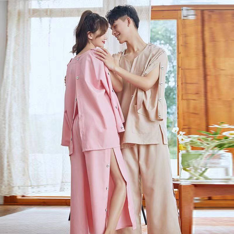 高档纯棉艾灸服男女情侣前后背开扣按摩理疗服采耳服大码汗蒸洗浴