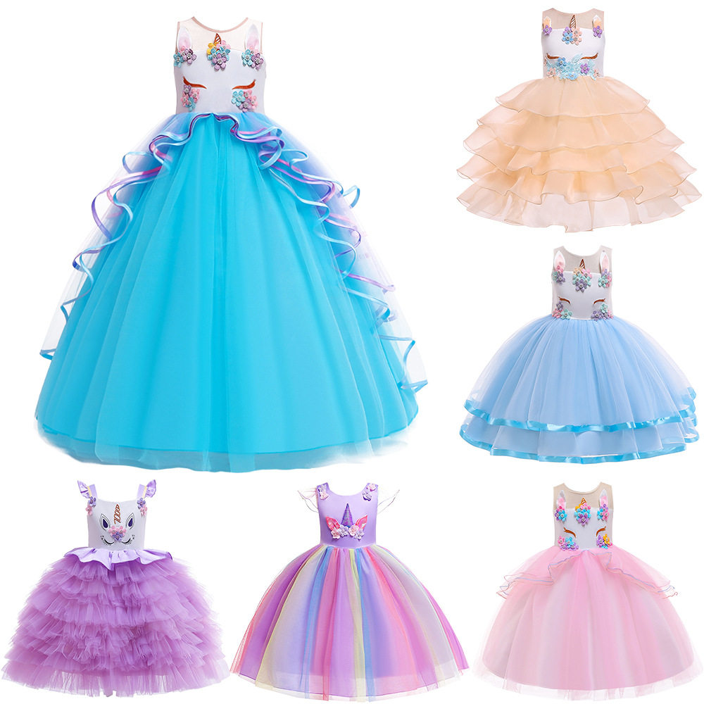 3-12岁Unicorndress礼服裙网纱裙时尚女孩公主裙t裙演出服小公主