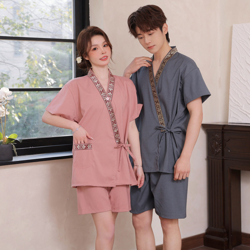 男女系带日式和服开衫汗蒸服浴衣浴服酒店会所家居足疗SPA桑拿