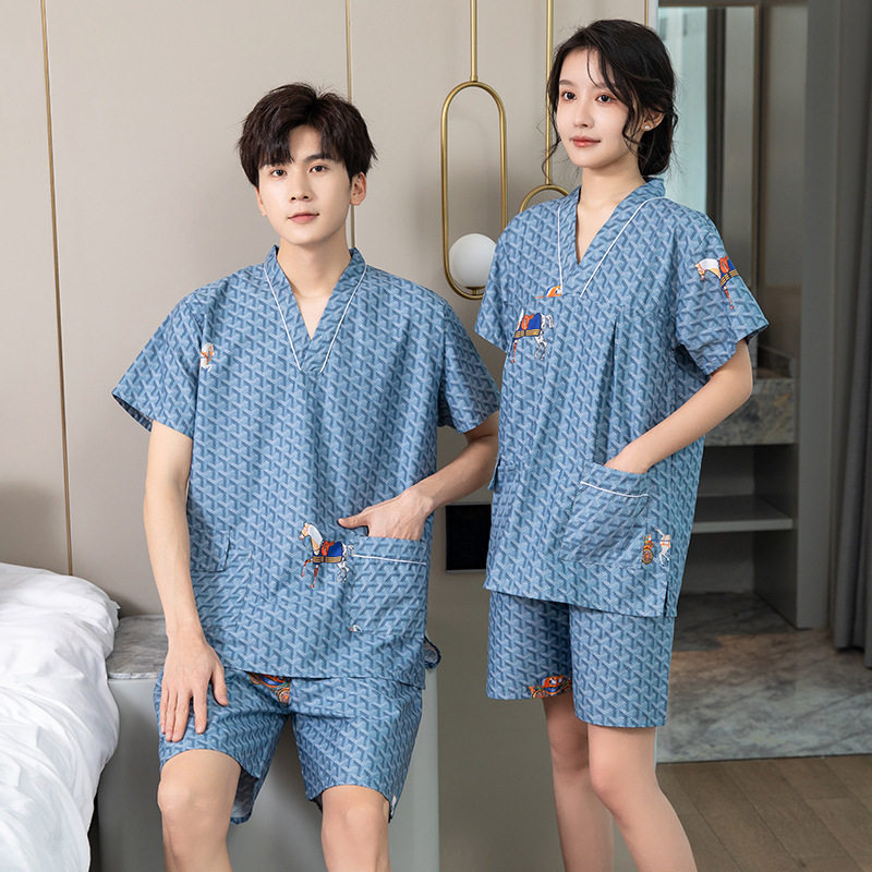 汗蒸服女款棉布套装情侣加肥大码棉桑拿服男按摩浴服汉蒸衣服足浴