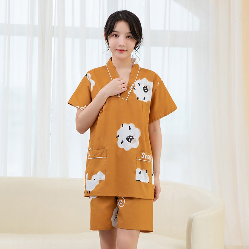 酒店温泉汗蒸服女款棉布套装加肥大码棉桑拿服按摩浴服汉蒸衣服