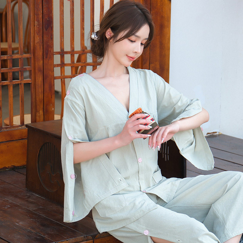纯棉艾灸服女款前后背开扣理疗推拿针灸拔罐美容服男足疗按摩家居