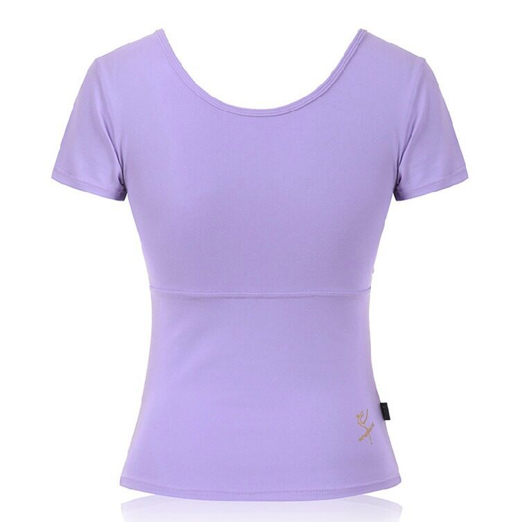 红舞鞋N毛布短袖上衣T恤现代舞瑜伽舞蹈练功服健美操女动表演外贸