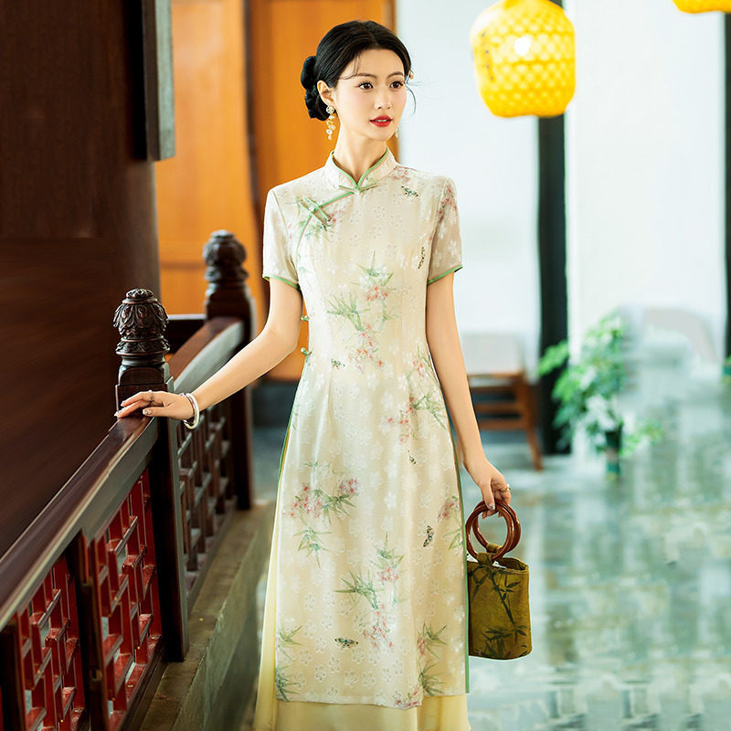 显瘦奥戴改良旗袍新款2026年轻款女民国风复古平时可穿连衣裙夏季