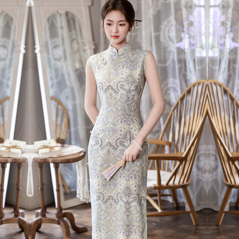 2026春夏新款复古棉麻长款旗袍女修身国风日常修身改良连衣裙