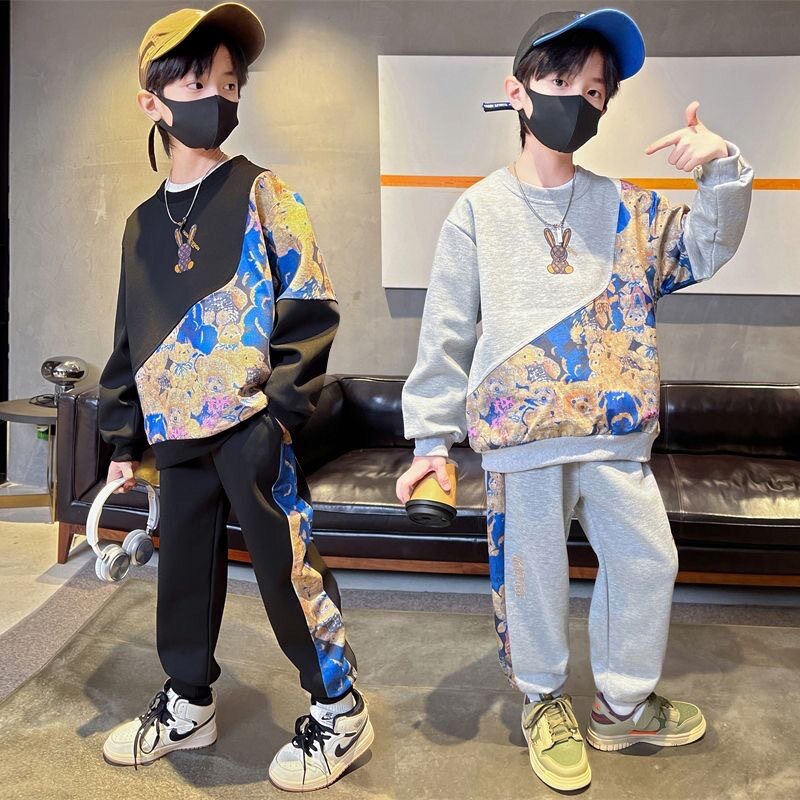男童秋装运动卫衣套装2025新款中大儿童春秋款男孩帅气秋季时髦潮