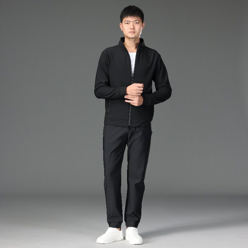 2026春秋冬季套装男装立领开衫外套长裤两件套跑步健身运动服男士