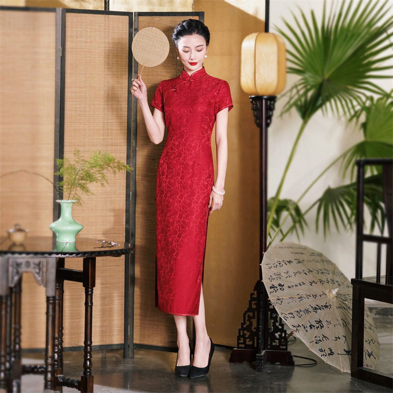 2026新款新娘敬酒服真丝感喜妈妈中式桑蚕丝长款婚宴旗袍礼服