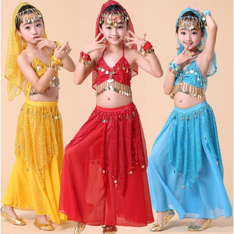 新款少儿印度舞演出服装舞台表演练习练功服儿童女肚舞套装