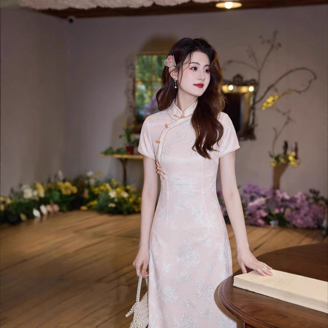 国风双开襟改良旗袍2026新款夏季年轻款少女复古修身日常可穿长款