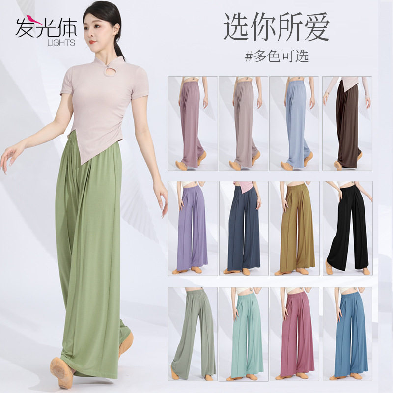 飘逸现代舞裤子女成人中国古典舞服装宽松阔腿裤形体舞蹈练功服夏