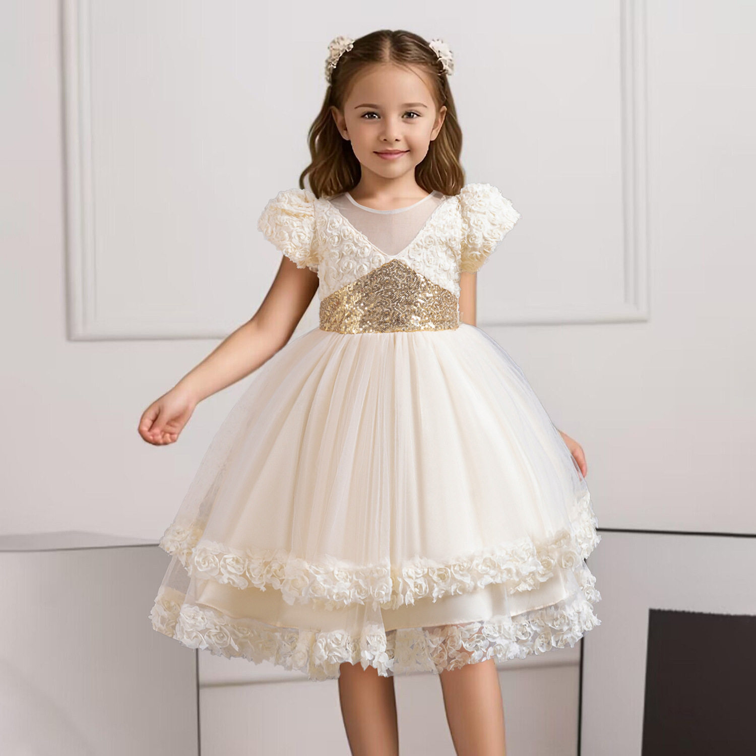 儿童礼服公主裙花童婚纱蓬蓬洋气礼服六一演出服装女童亮片连衣裙,童装/婴儿装/亲子装,儿童礼服,淘宝优惠券,粉丝福利购,淘宝优惠卷