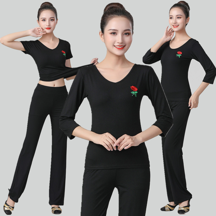 莫代尔春夏绣花跳舞套装练功服