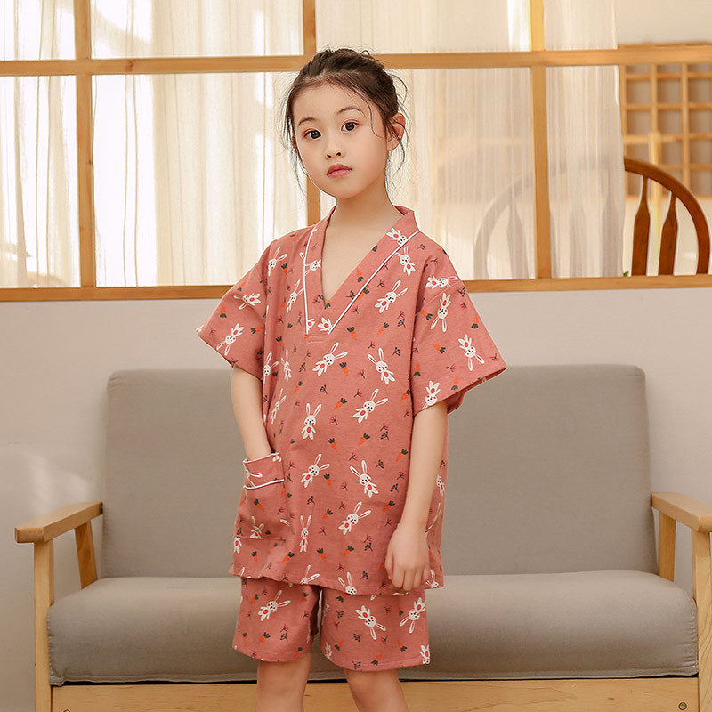 儿童棉布磨毛加厚浴服男女童汗蒸服睡衣桑拿服小孩家居服洗浴酒店