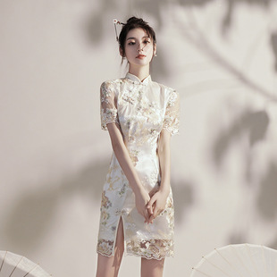 旗袍国潮复古中国风秋蕾丝2026年新款年轻漂亮少女改良连衣裙春款