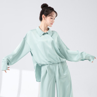 现代舞宽松长袖飘逸衬衫套装女2026新款爵士舞中国舞成人舞蹈上衣