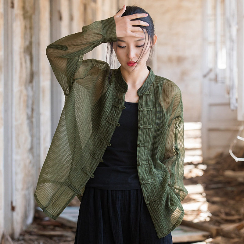 中式国风棉麻女装衬衫女设计感小众防晒国潮空调衫开衫上衣外套