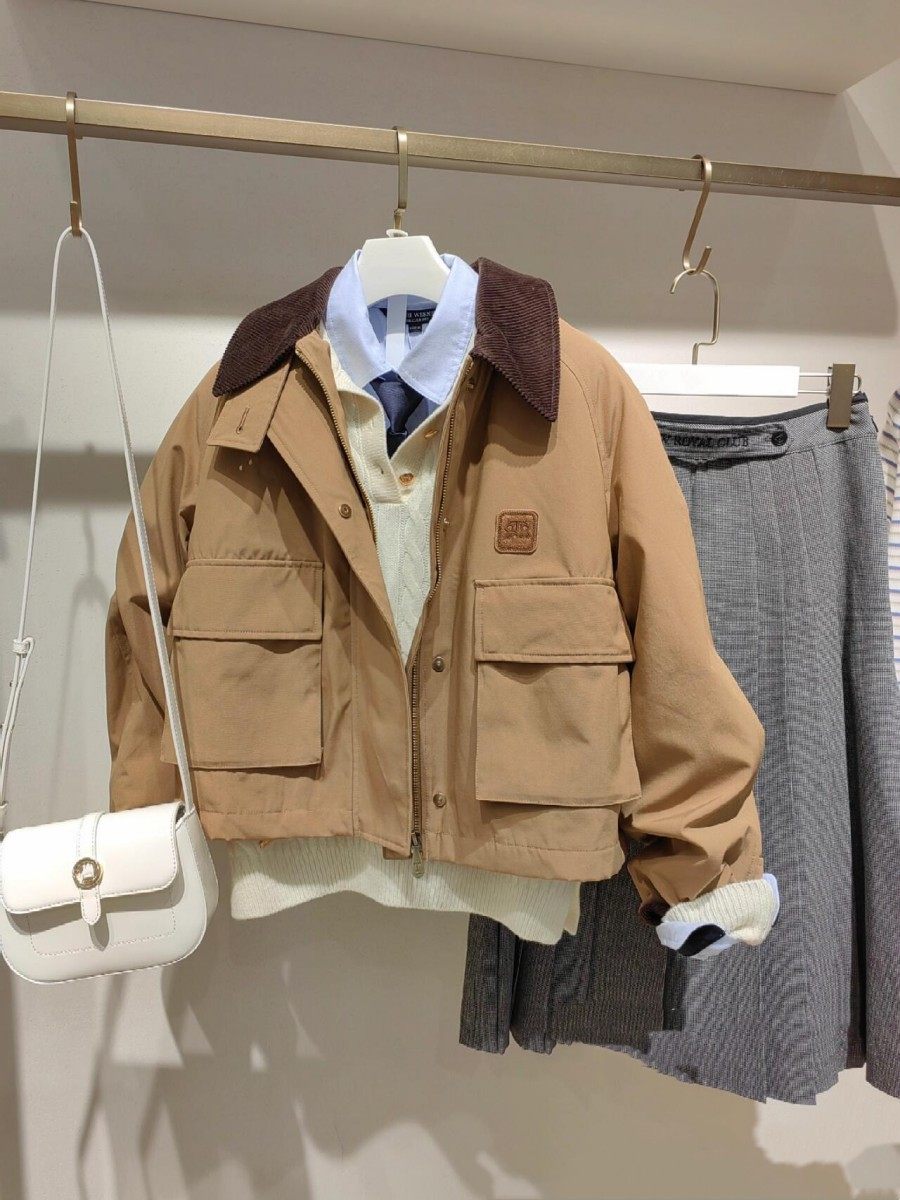 赵露思同款2025秋新款小熊复古撞色夹克工装风短款轻薄棉服外套女,女装/女士精品,棉衣/棉服,淘宝优惠券,粉丝福利购,淘宝优惠卷