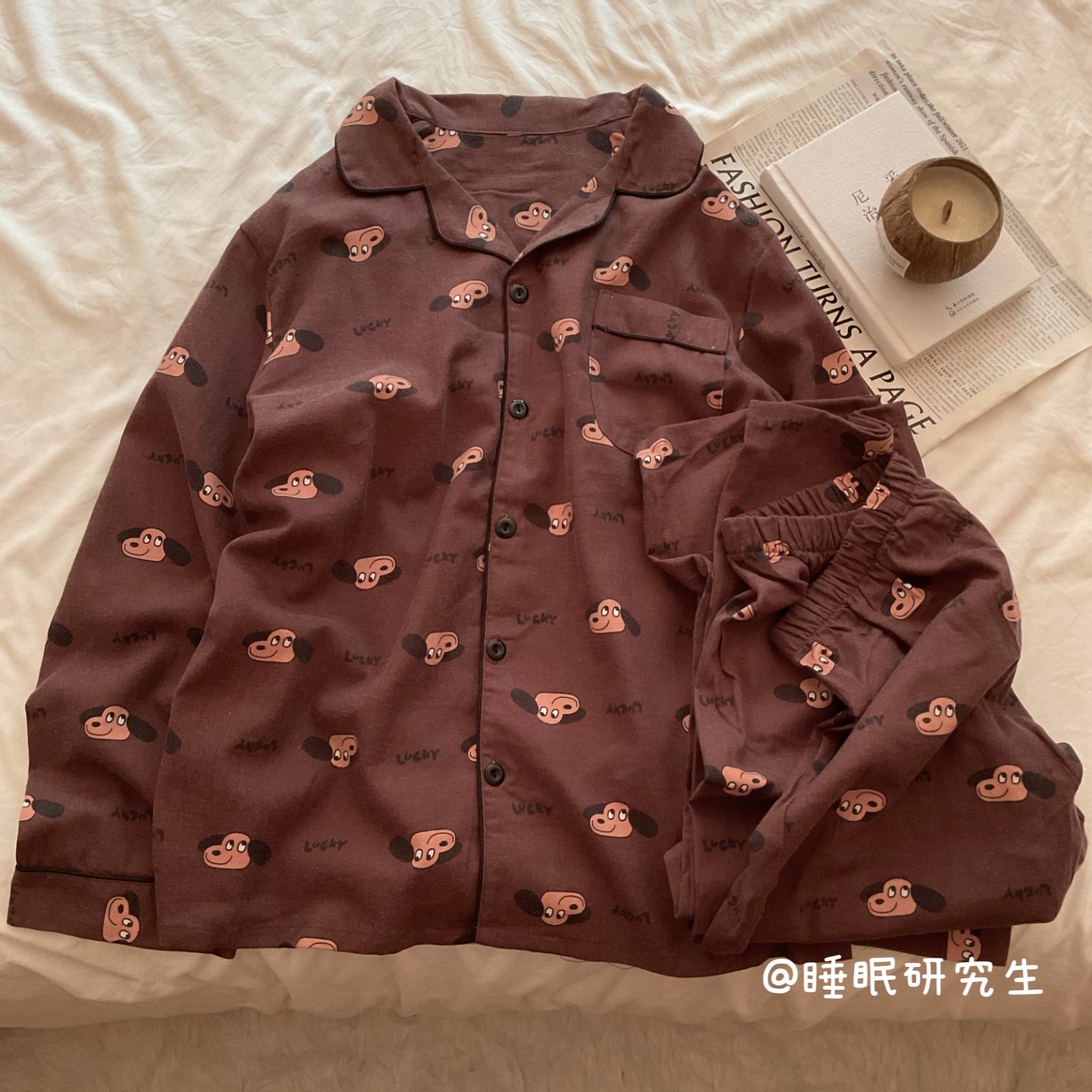 【唐顿系列】全棉磨毛春秋季男款睡衣北欧简约卡通家居服纯棉套装