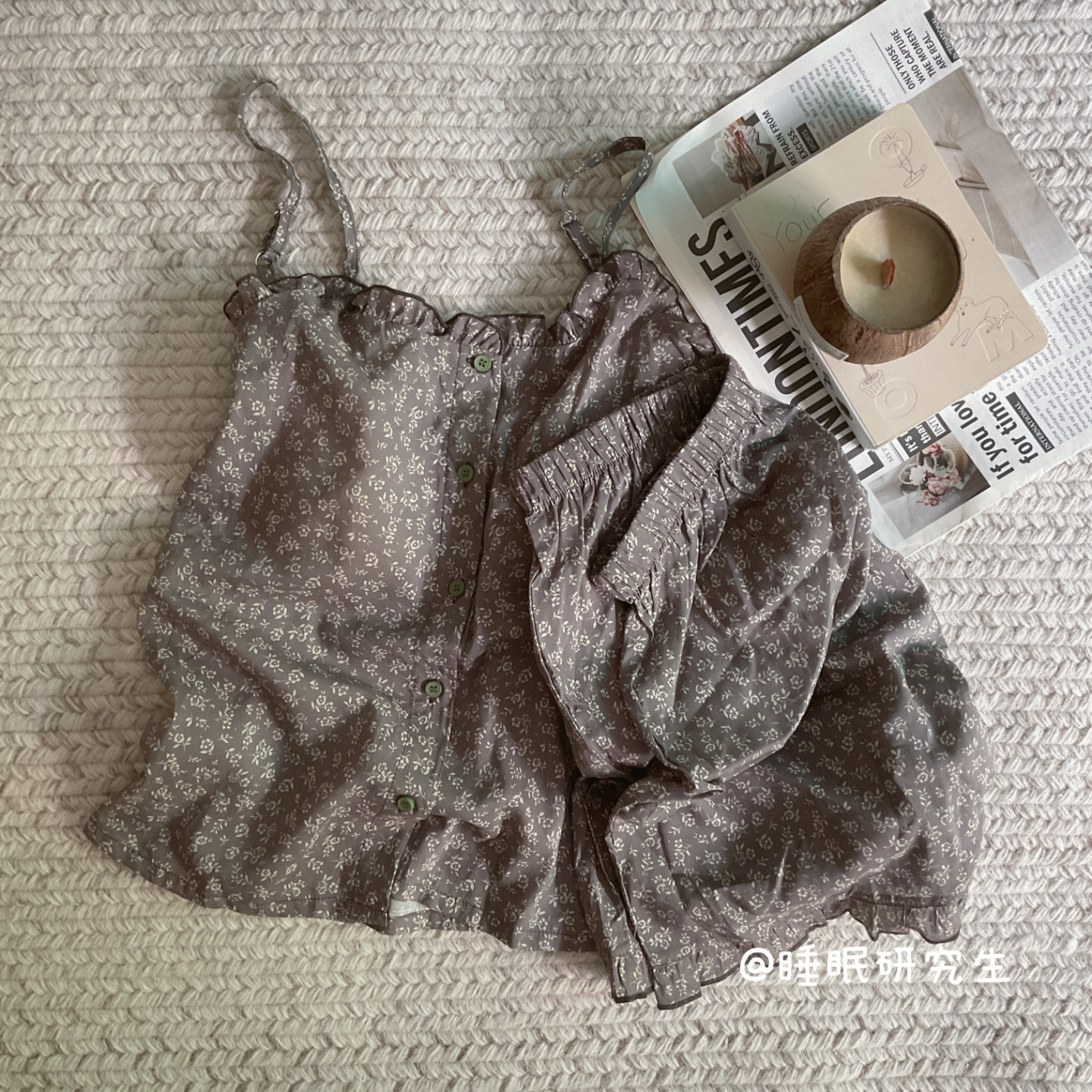 【夏日凉子】带胸垫春夏季女睡衣家居服吊带短裤纯棉套装