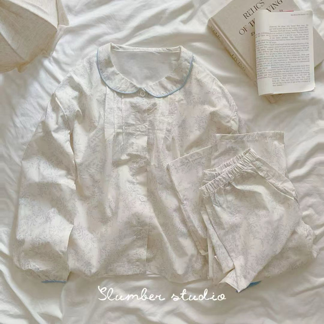 【软糖少女】A类柔雾纱春秋季女睡衣家居服娃娃领纯棉睡眠研究生