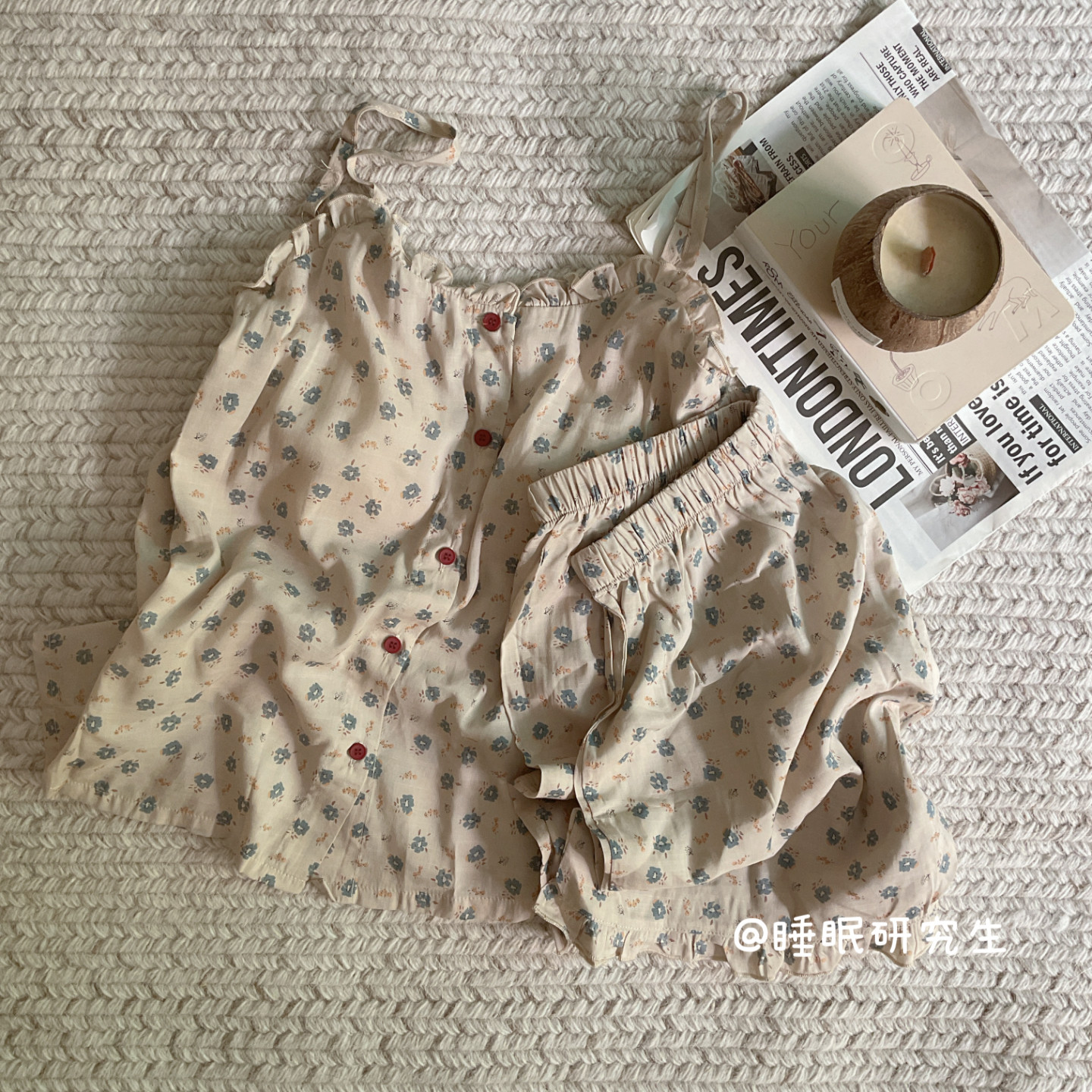 【夏日凉子】带胸垫春夏季女睡衣家居服吊带短裤纯棉套装