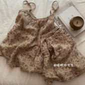 女睡衣全棉吊带套装 夏季 婴儿软织软料碎花家居服 SlumberDiary