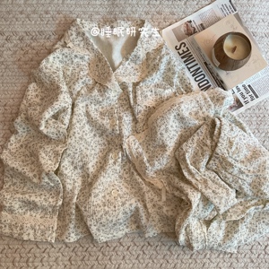 【未闻花名】春夏季女睡衣软料泡泡纱日系碎花家居服长袖纯棉套装