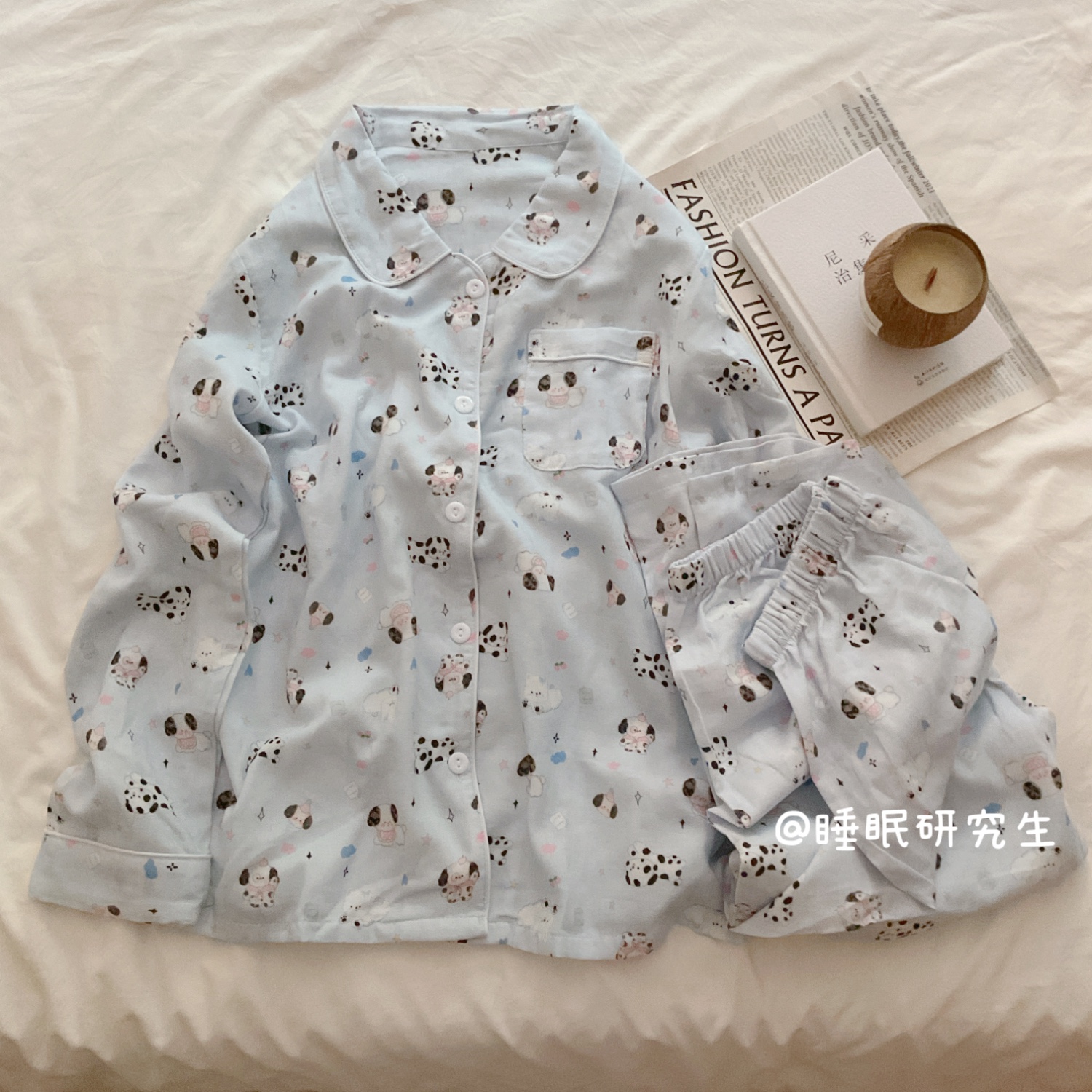 【海边晚风】春秋季女睡衣家居服可爱涂鸦纯棉套装柔雾纱系列