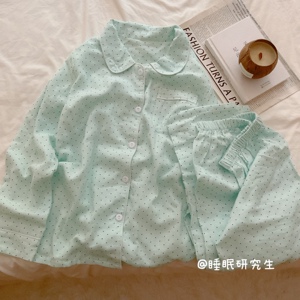 【Rainy小雨点】柔雾纱系列春夏季女睡衣软料波点家居服纯棉套装