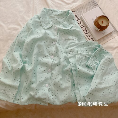 【Rainy小雨点】柔雾纱系列春夏季女睡衣软料波点家居服纯棉套装