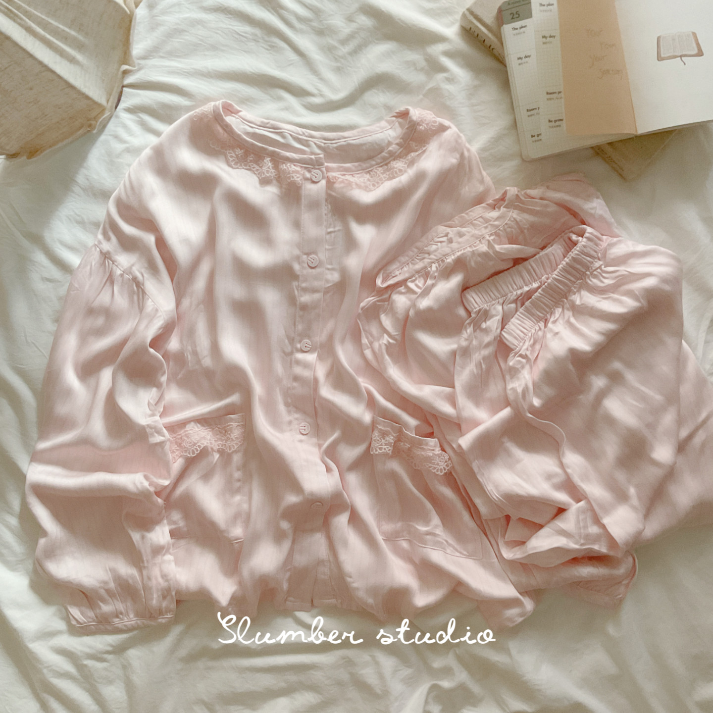 【穿上就想躺下】春夏季女睡衣柔肤软料家居服液感丝滑套装