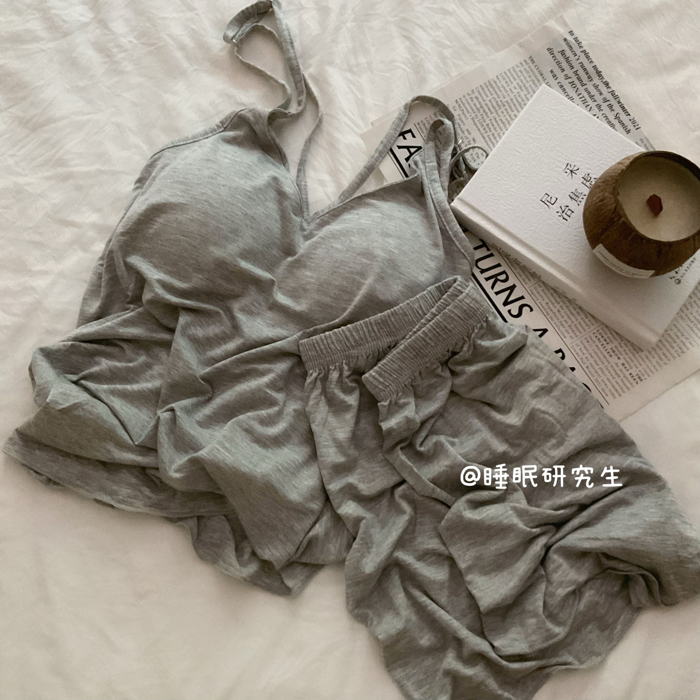 【双鱼座少女】带胸垫夏季女睡衣吊带短裤套装弹软凉感莫代尔简约