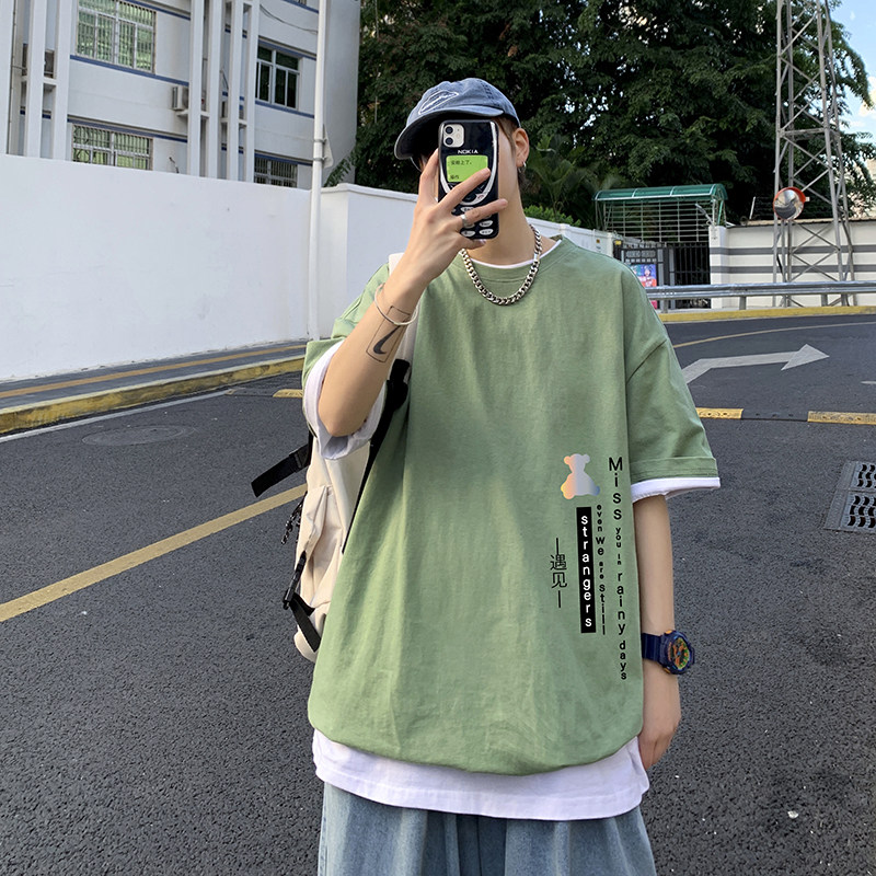 t恤潮牌超火港风半袖宽松五分袖衣服简约百搭潮insA161-T18,男装T恤,电商A161