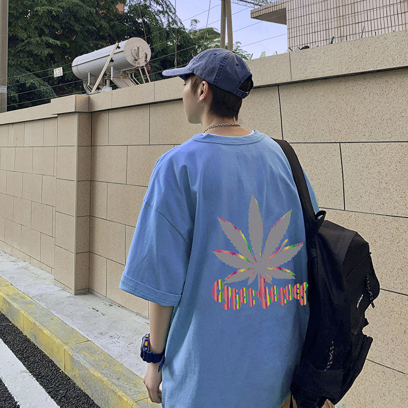 夏季港风男短袖t恤男生潮流宽松潮牌半袖ins上衣服A161-T11-P25图片