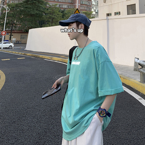 短袖t恤男2021夏季潮牌潮流ins宽松半袖体桖百搭衣服A161-T10图片