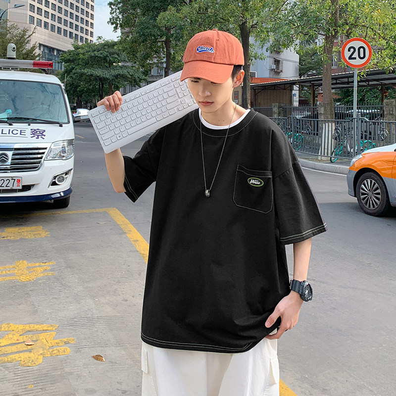短袖男潮牌潮流2021新款衣服ins简约港风百搭超火t恤A161-T33-P30,男装T恤,电商A161