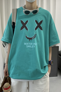 日系男潮流潮牌半截袖五分短袖T恤ins港风宽松上衣服A161-T19图片