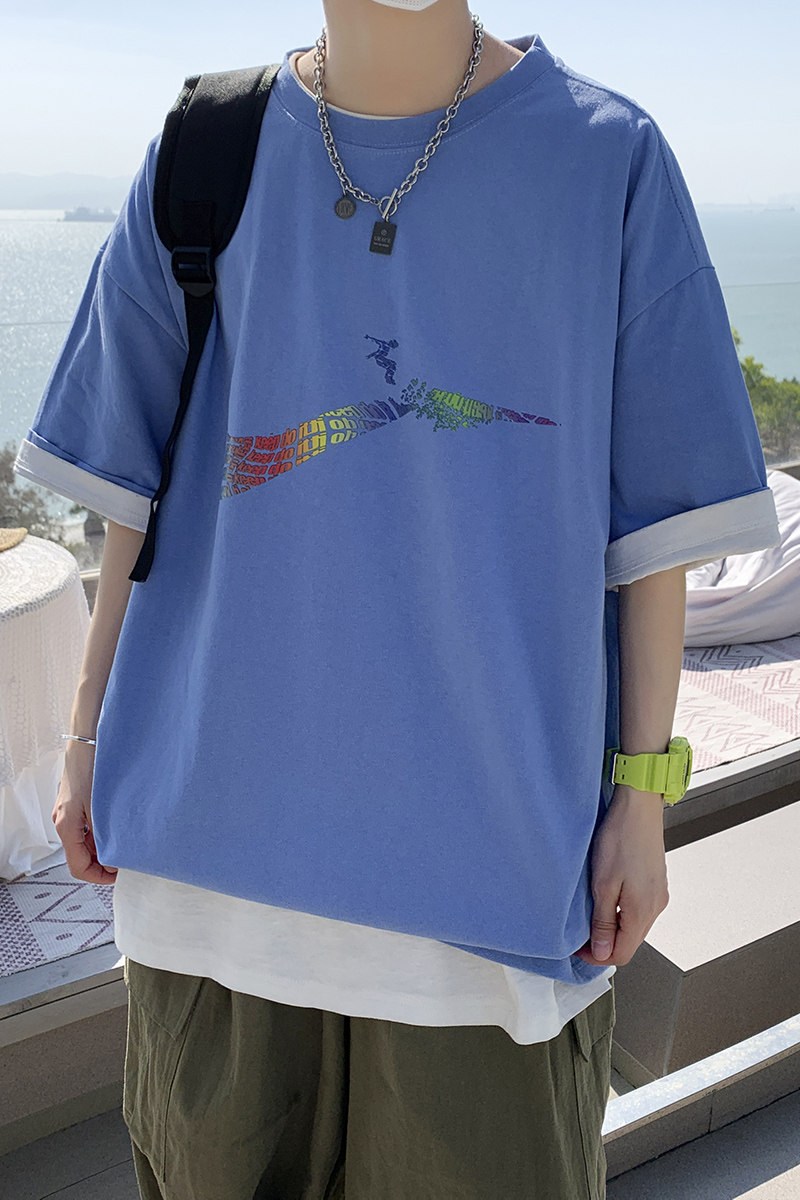 夏季2021新款短袖T恤男潮牌潮流百搭ins宽松打底衫A161-T12-P25,男装T恤,电商A161