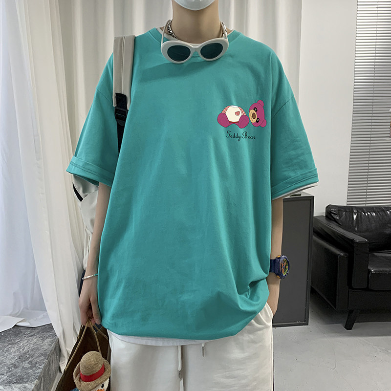 2021新款男短袖t恤男港风ins潮流百搭潮牌宽松上衣服A161-T27图片