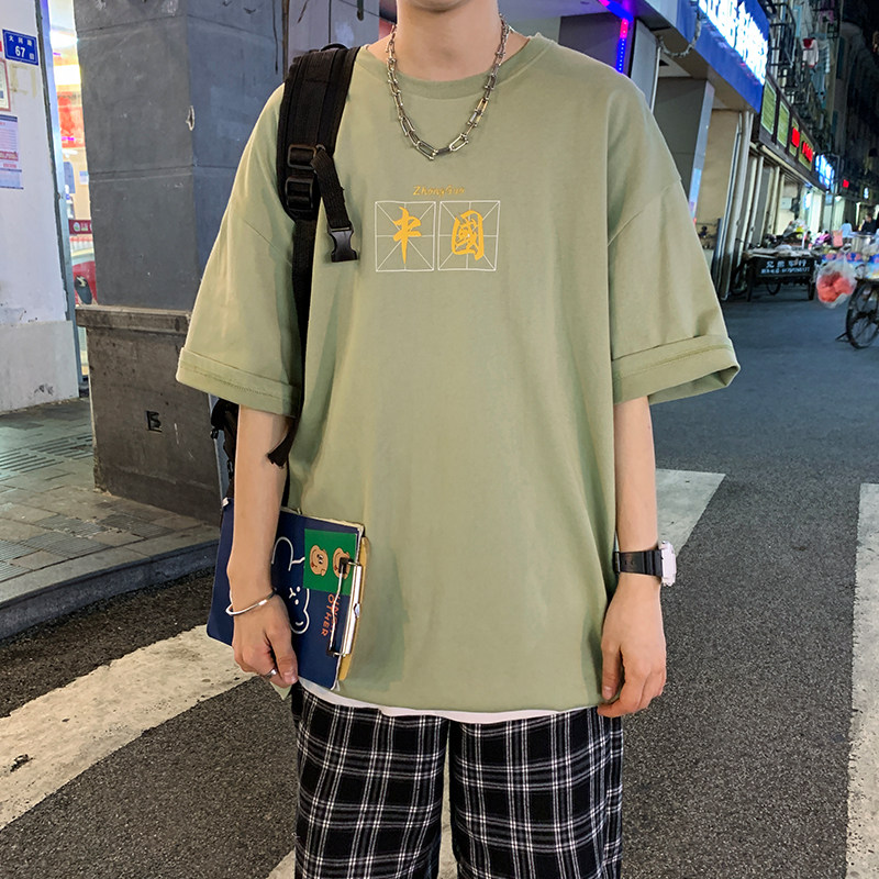 2021新款夏季短袖T恤潮流宽松青少年ins潮牌体恤衣服A161-T43-P25,男装T恤,电商A161