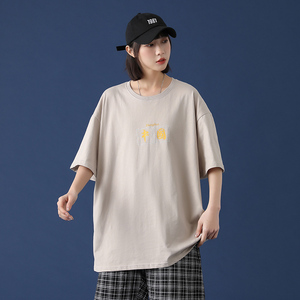 潮牌夏季新款短袖韩版潮流情侣T恤日系ins宽松半袖A161-T43-P25
