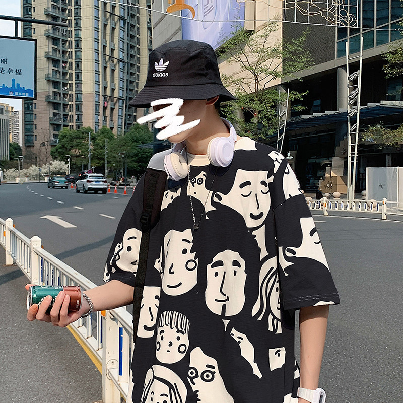短袖T恤潮流宽松打底衫男装上衣服潮牌半截袖港风insA161-T50-P30,男装T恤,电商A161